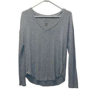 •AMERICAN EAGLE OUTFITTERS•SAGE GREEN LONG SLEEVE RIBBED TOP SIZE SMALL